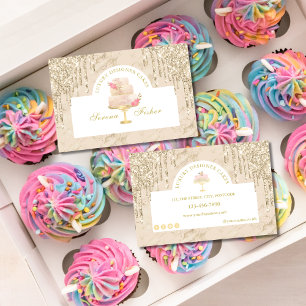 Marble Cake Bakery Chef Ivory Blush Gold  Business Card