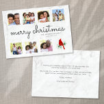 Marble Cardinal Script Photo Collage Christmas Holiday Card<br><div class="desc">Send love to family and friends with this photo holiday card.</div>