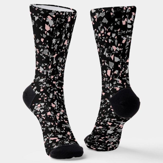 Marble chips stone shapes pieces abstract textured socks (Angled)