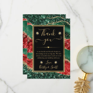 Marble Christmas Agate & Gold Glitter Wedding Thank You Card
