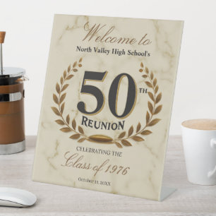 Marble Class of 1976 50th High School Reunion Pedestal Sign