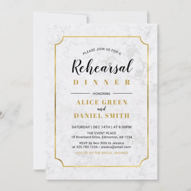 Marble | Classic Wedding Rehearsal Dinner Invitation (Front)