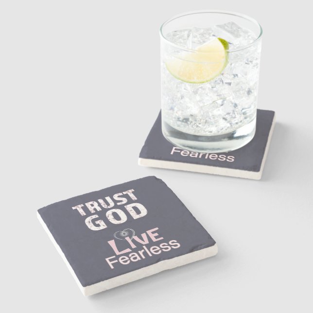 Marble Coaster gifts Trust God Live Fearless (Side)
