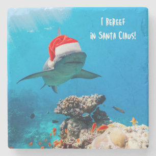 Marble Coaster, Shark Christmas Stone Coaster