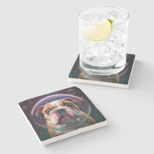 Marble Coaster with square Bulldog images