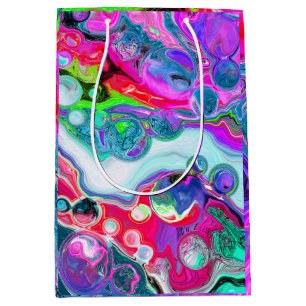 Marble Colorful Fluid Art  Birthday Medium Gift Bag