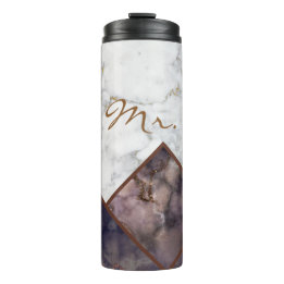 Marble Colour Block Black and White Mountain Range Thermal Tumbler