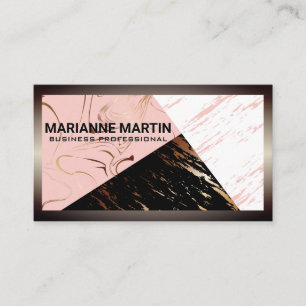 Marble Colour Blocks Metal Border Business Card