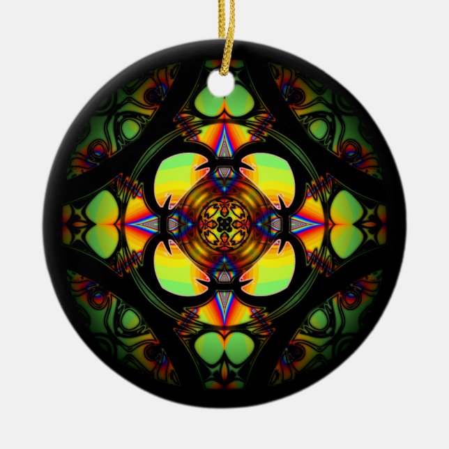 Marble (colourful pattern) ceramic tree decoration (Front)