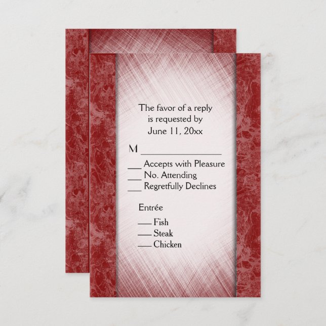 Marble Columns Burgundy RSVP w/ Entree Choice Invitation (Front/Back)