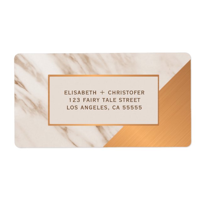 Marble copper geometric wedding return address (Front)