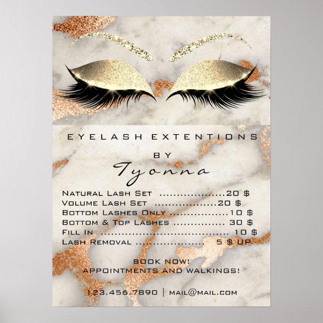 Marble Copper Grey Makeup  Eyes Lashes Prices Poster (Front)