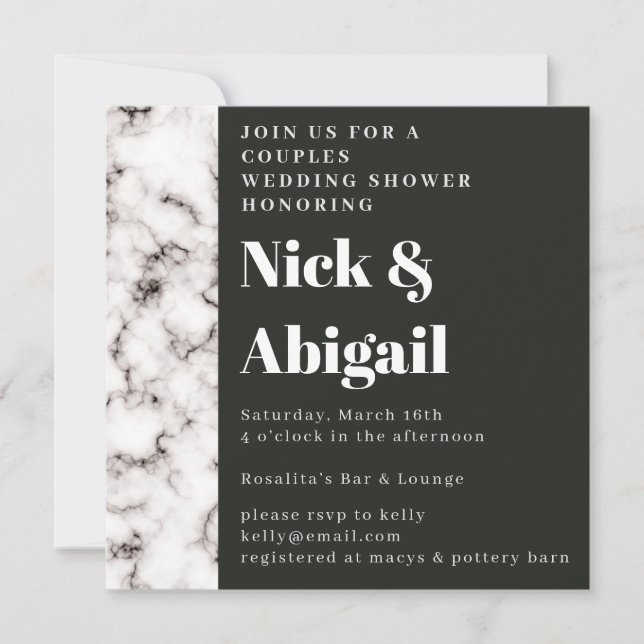 Marble Couple's Wedding Shower Invitation (Front)