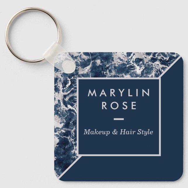 MARBLE CUSTOMIZABLE SQUARE BUSINESS  KEY RING (Front)