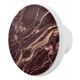 Marble Dark Red Elegant Luxury Modern Aesthetic Ceramic Knob