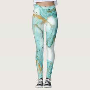 Marble decorative texture, artistic abstract paint leggings