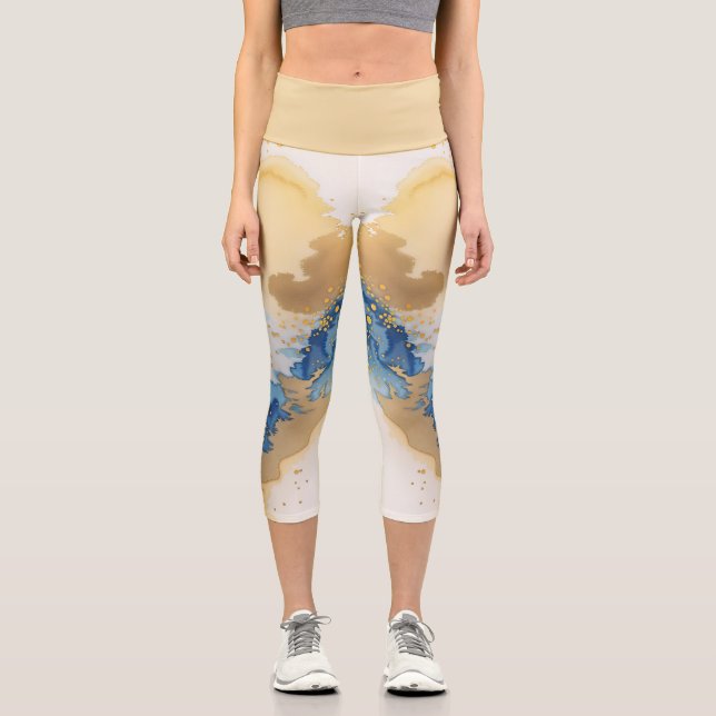 Marble Design Capri Leggings (Front)