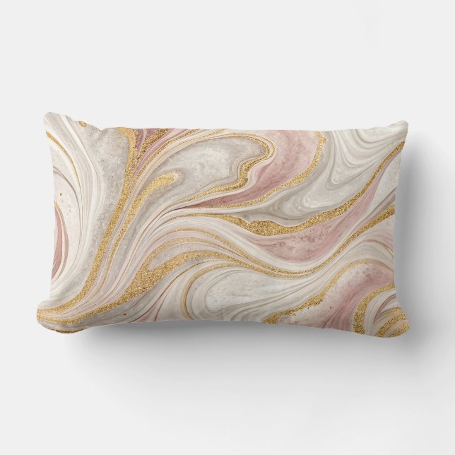 Marble Design Gold Glitter Abstract Throw Pillow (Front)