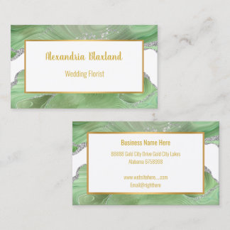 MARBLE DESIGN GREEN GOLD WHITE BUSINESS CARD