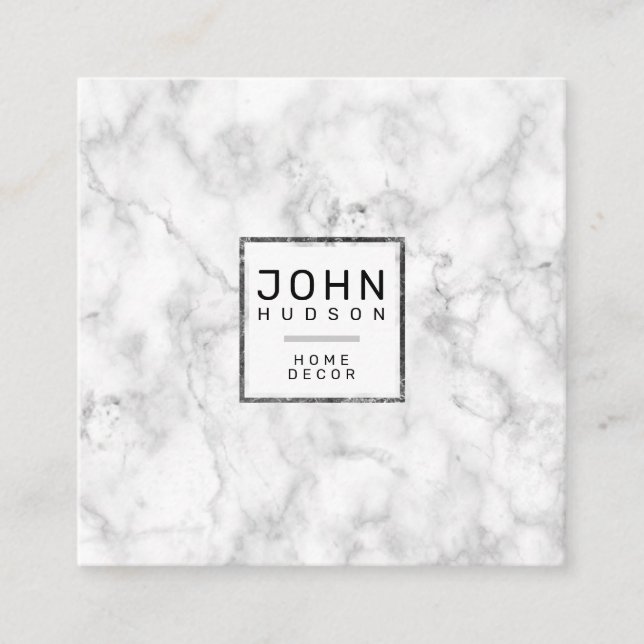 Marble Design Modern Monogram Elegant Square Busin Business Card (Front)