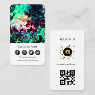 Marble design -Social Media QR Code  Business Card