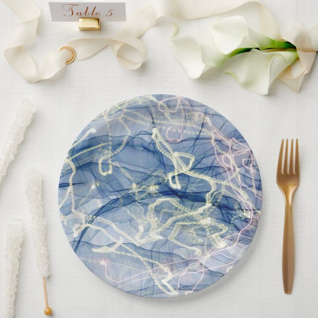 Marble Digital Modern Abstract Art Paper Plate (Wedding)