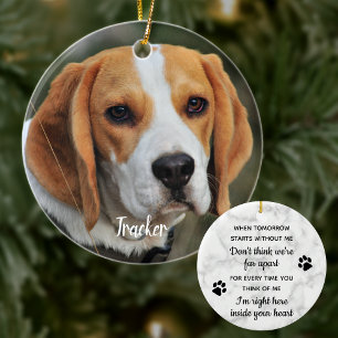 Marble Dog Photo Remembrance Quote Pet Memorial Ceramic Tree Decoration