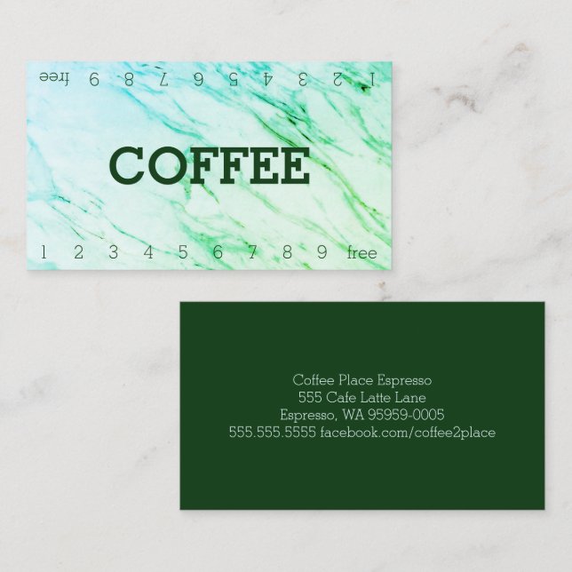 Marble Double Number Loyalty Coffee Punch-Card Card (Front/Back)