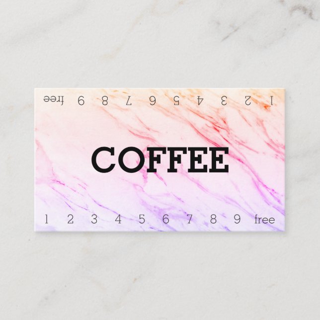Marble Double Number Loyalty Coffee Punch-Card Card (Front)