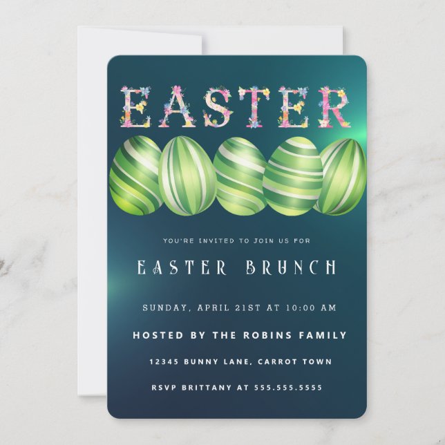Marble  Easter Cute Eggs Invitation (Front)