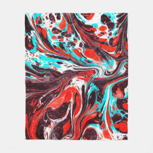 marble ebru colourful acrylic pouring pattern back fleece blanket