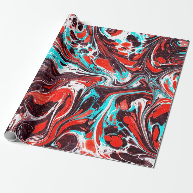 marble ebru colourful acrylic pouring pattern back wrapping paper (Unrolled)
