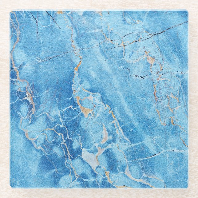 Marble Elegance: Natural Textured Surface. Glass Coaster (Front)