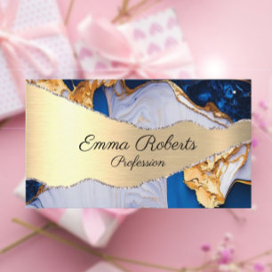 Marble Elegant Typography Teal Agate business card