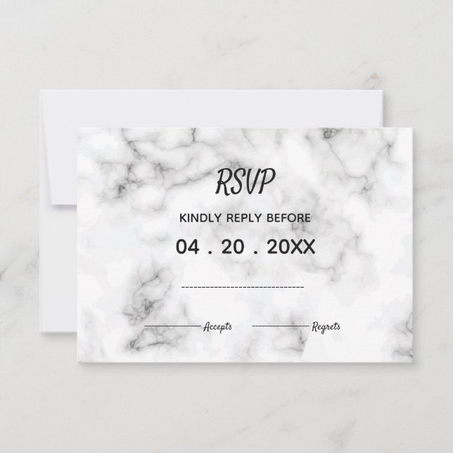 Marble elegant wedding design RSVP Card (Front)