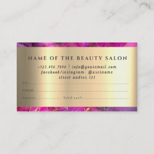 Marble Elegant White Faux Gold Beauty Gift Card
