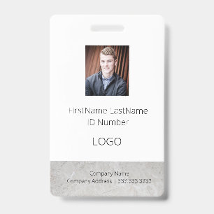 Marble Employee Professional ID Badge with Barcode