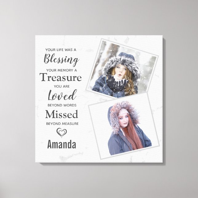 Marble Family Photo Memorial Canvas Print (Front)