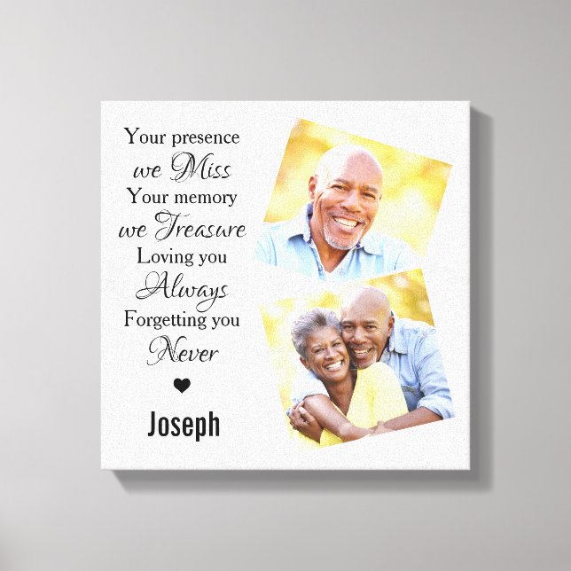 Marble Family Photo Sympathy Memorials Keepsake Canvas Print (Front)