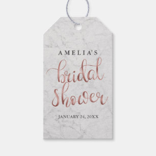 Marble Faux Rose Gold Bridal Shower Tags