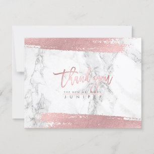 Marble Faux Rose Gold Script Thank You Invitation