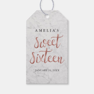 Marble Faux Rose Gold Sweet Sixteen Tags