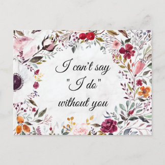 Marble Floral Wedding Bridesmaid Proposal Card