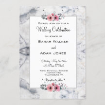 Marble Floral Wedding Invitation