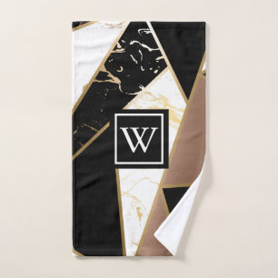 Marble Foil Geometric Mosaic Bath Towel Set