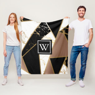 Marble Foil Geometric Mosaic Fleece Blanket