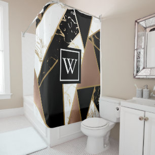 Marble Foil Geometric Mosaic Shower Curtain