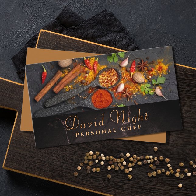 Marble Food Design Personal Chef Catering  Business Card (Creator Uploaded)