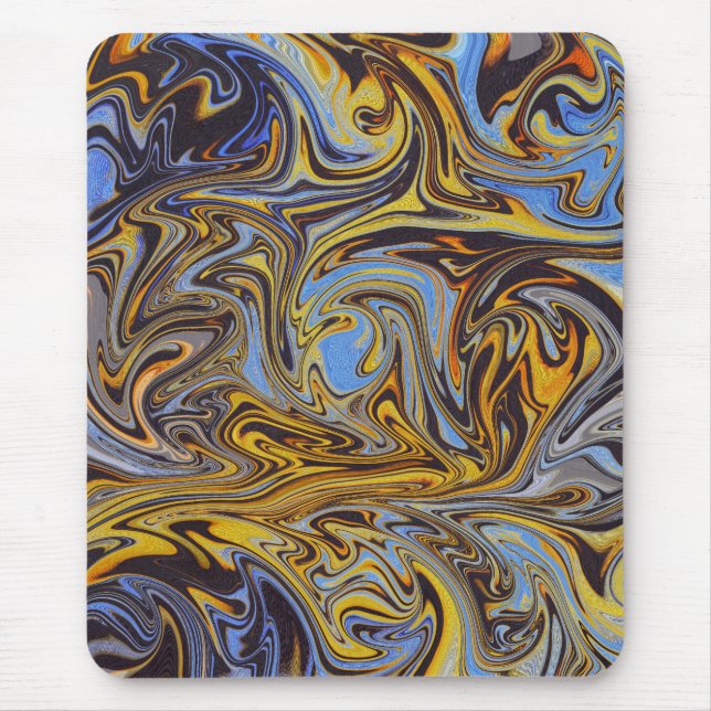 Marble Forms – Blue & Gold Art Mouse Pad (Front)