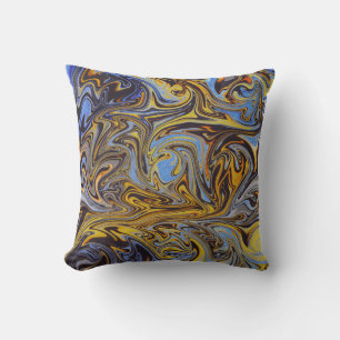 Marble Forms – Blue & Gold Decorative Pillow